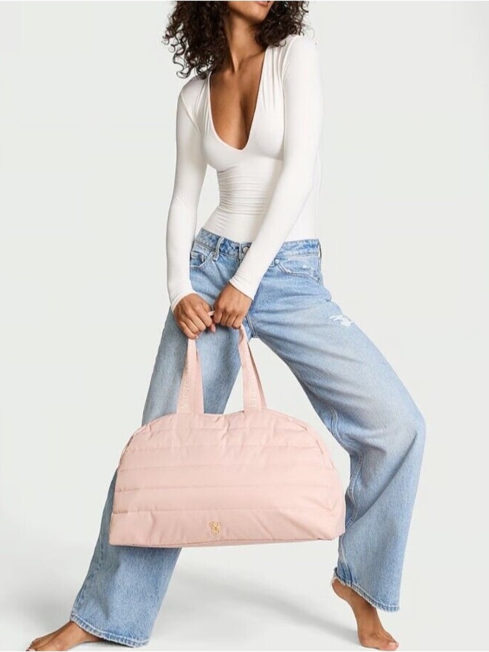 Victoria's Secret NWT Blush Pink Quilted Tote Bag - Picture 3 of 4